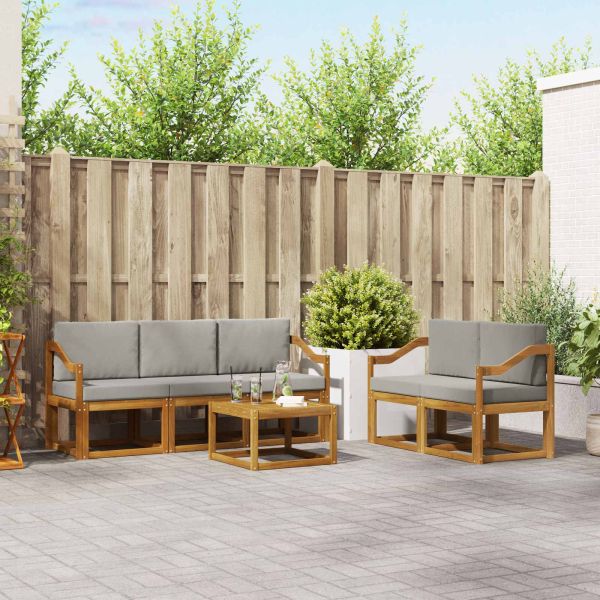 Комплект дивани за открито 6 pcs Естествено и светло сиво