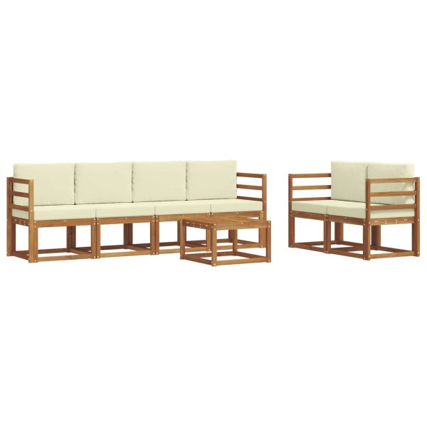 Комплект дивани за открито 7 pcs Натурален и Крема