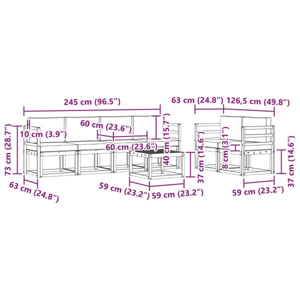 Комплект дивани за открито 7 pcs Натурален и Крема