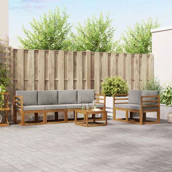 Комплект дивани за открито 7 pcs Естествено и светло сиво