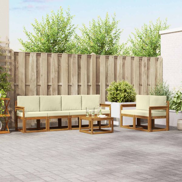 Комплект дивани за открито 7 pcs Натурален и Крема