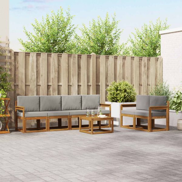 Комплект дивани за открито 7 pcs Естествено и светло сиво