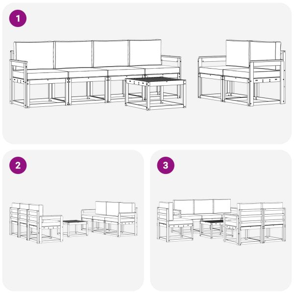 Комплект дивани за открито 7 pcs Натурален и Антрацит