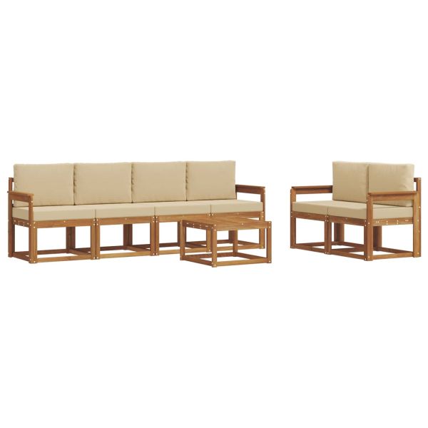 Комплект дивани за открито 7 pcs Натурален и Бежов