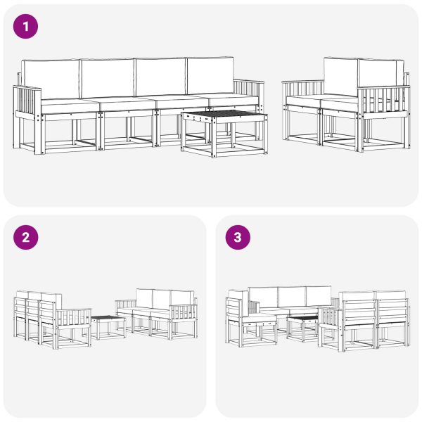 Комплект дивани за открито 7 pcs Натурален и Крема