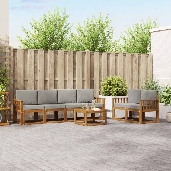 Комплект дивани за открито 7 pcs Естествено и светло сиво