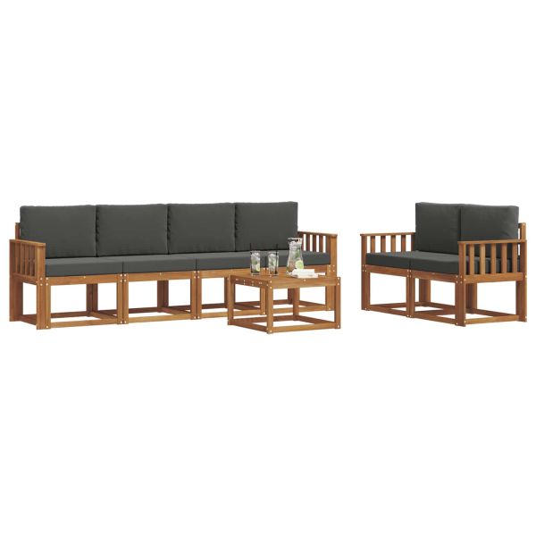 Комплект дивани за открито 7 pcs Натурален и Антрацит