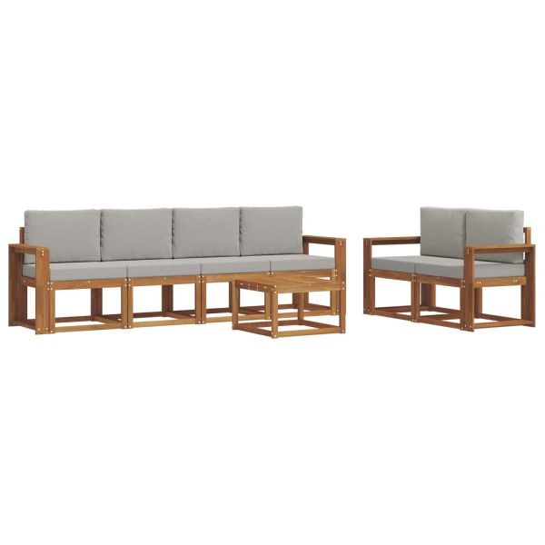 Комплект дивани за открито 7 pcs Естествено и светло сиво