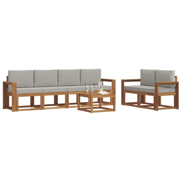 Комплект дивани за открито 7 pcs Естествено и светло сиво