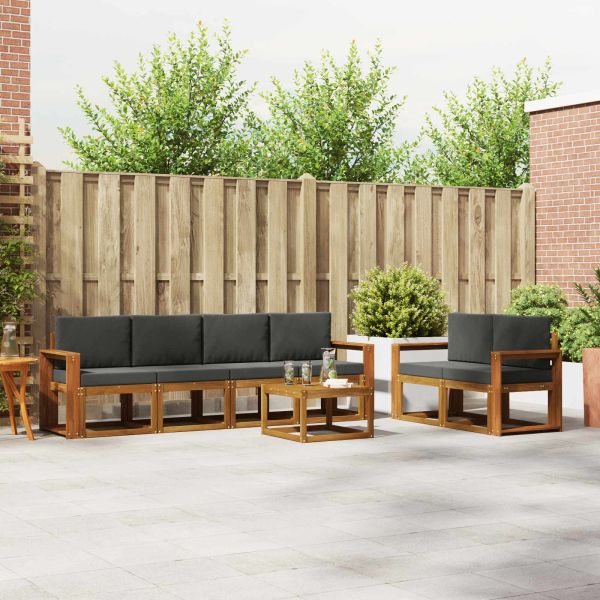 Комплект дивани за открито 7 pcs Натурален и Антрацит