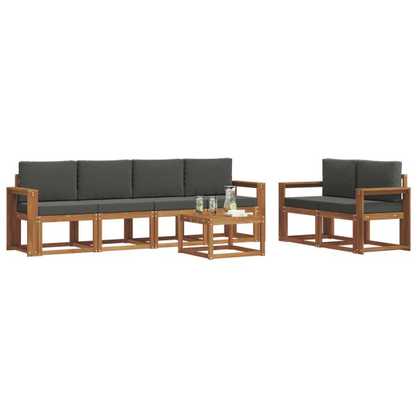 Комплект дивани за открито 7 pcs Натурален и Антрацит