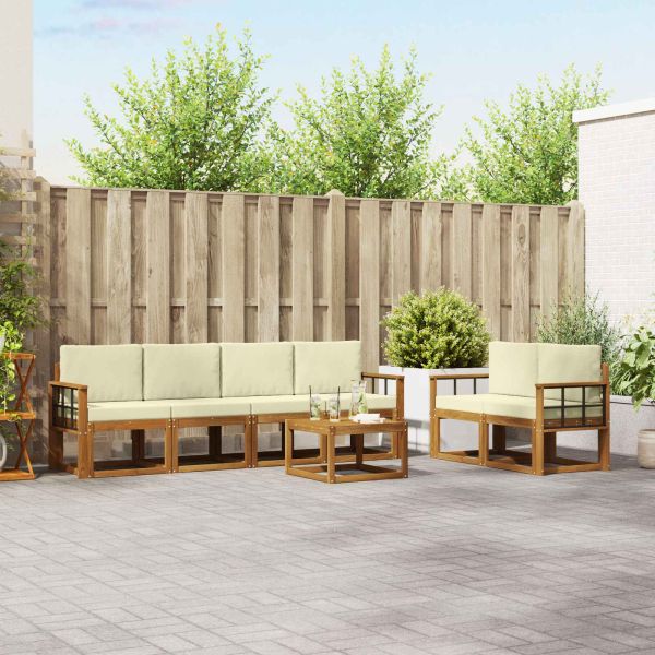 Комплект дивани за открито 7 pcs Натурален и Крема