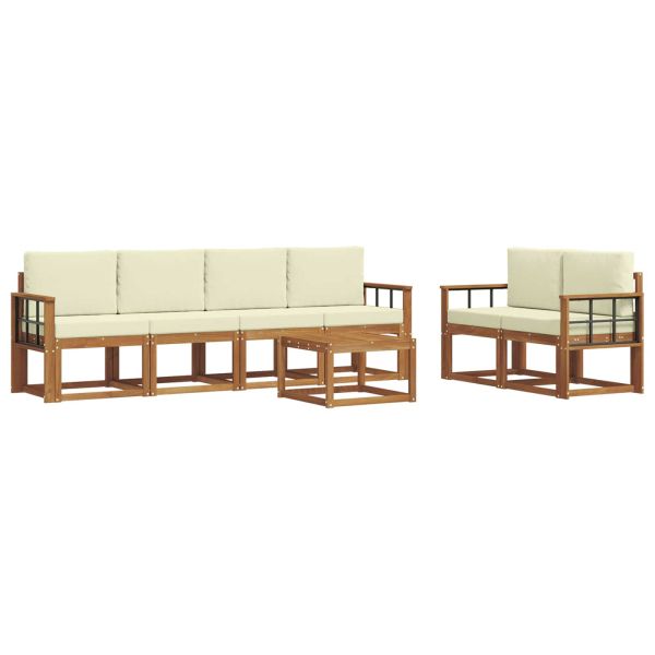 Комплект дивани за открито 7 pcs Натурален и Крема