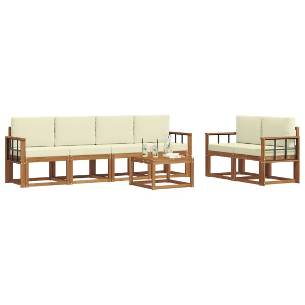 Комплект дивани за открито 7 pcs Натурален и Крема