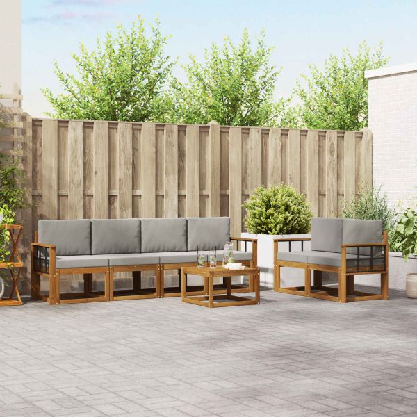 Комплект дивани за открито 7 pcs Естествено и светло сиво