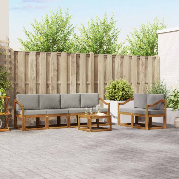 Комплект дивани за открито 7 pcs Естествено и светло сиво