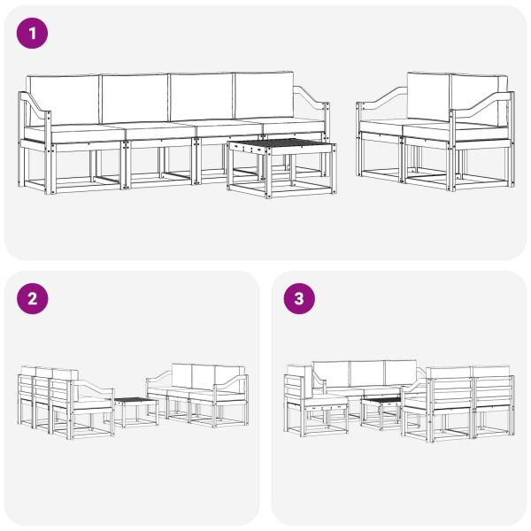 Комплект дивани за открито 7 pcs Естествено и светло сиво