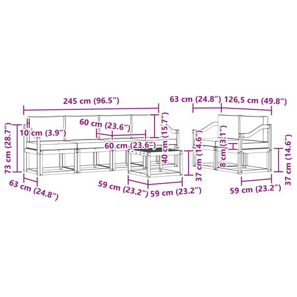 Комплект дивани за открито 7 pcs Натурален и Антрацит