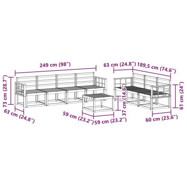 Комплект дивани за открито 8 pcs Естествен