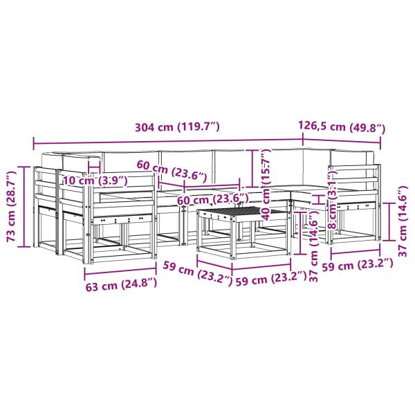 Комплект дивани за открито 8 pcs Натурален и Крема