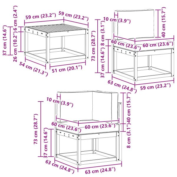Комплект дивани за открито 8 pcs Натурален и Бежов