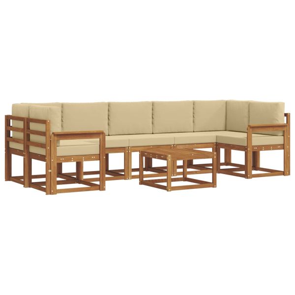 Комплект дивани за открито 8 pcs Натурален и Бежов