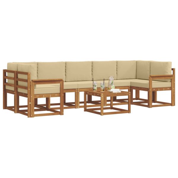 Комплект дивани за открито 8 pcs Натурален и Бежов