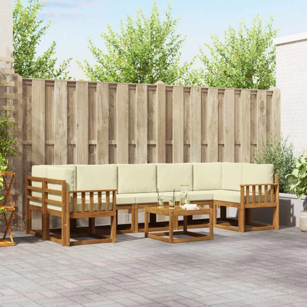 Комплект дивани за открито 8 pcs Натурален и Крема