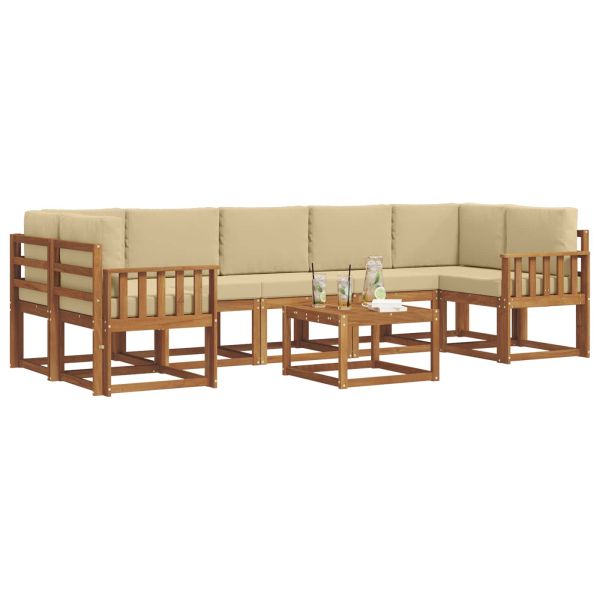 Комплект дивани за открито 8 pcs Натурален и Бежов