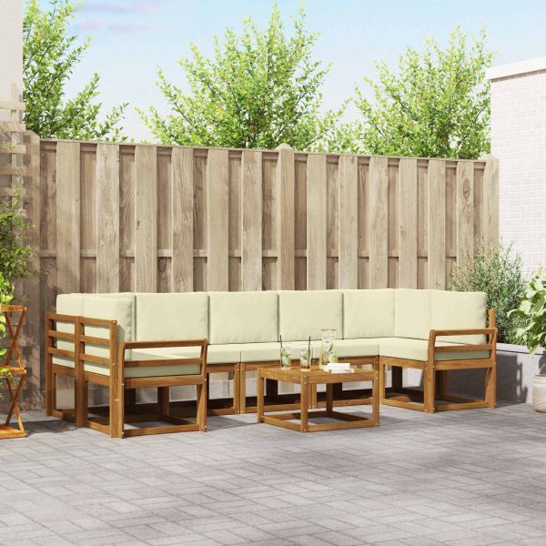 Комплект дивани за открито 8 pcs Натурален и Крема