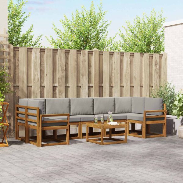 Комплект дивани за открито 8 pcs Естествено и светло сиво