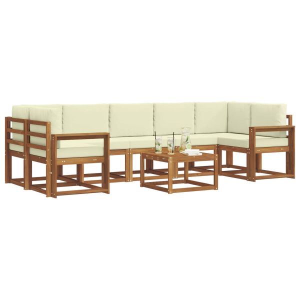 Комплект дивани за открито 8 pcs Натурален и Крема