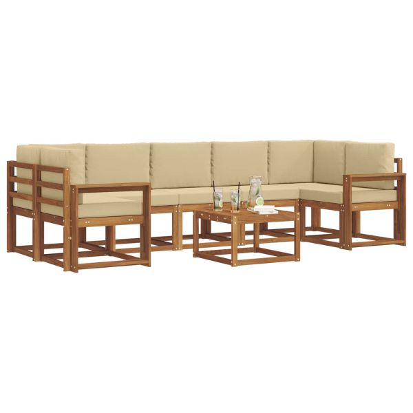 Комплект дивани за открито 8 pcs Натурален и Бежов