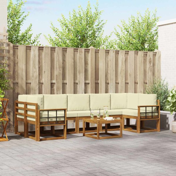 Комплект дивани за открито 8 pcs Натурален и Крема