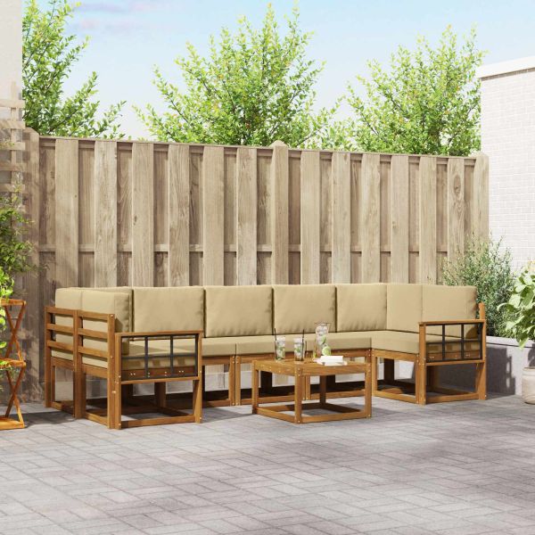 Комплект дивани за открито 8 pcs Натурален и Бежов