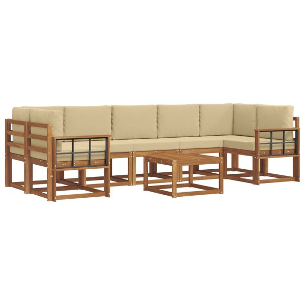 Комплект дивани за открито 8 pcs Натурален и Бежов