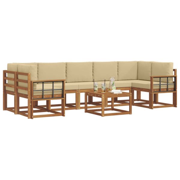 Комплект дивани за открито 8 pcs Натурален и Бежов