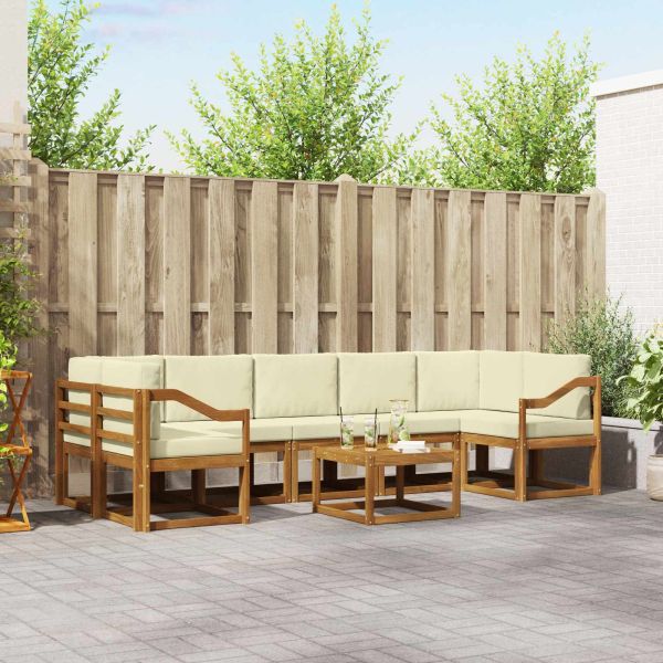 Комплект дивани за открито 8 pcs Натурален и Крема