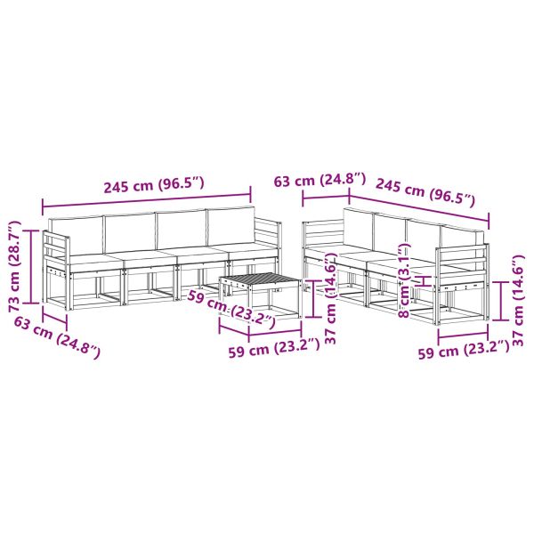 Комплект дивани за открито 9 pcs Натурален и Крема