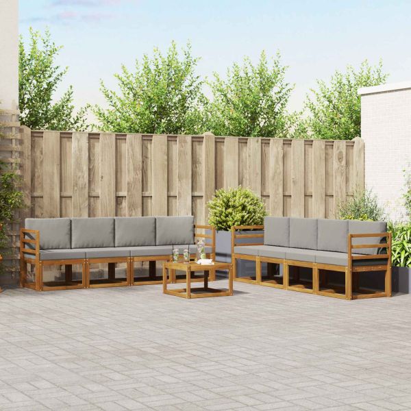 Комплект дивани за открито 9 pcs Естествено и светло сиво