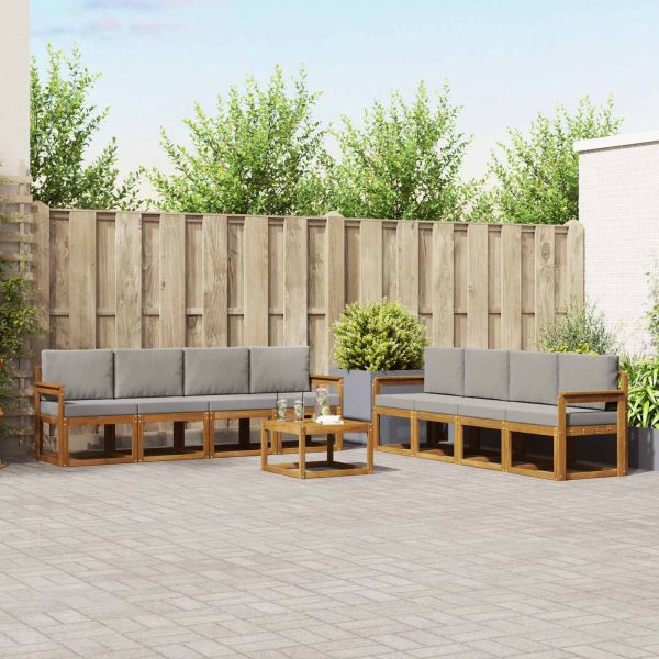 Комплект дивани за открито 9 pcs Естествено и светло сиво