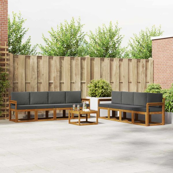 Комплект дивани за открито 9 pcs Натурален и Антрацит