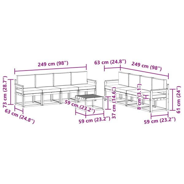 Комплект дивани за открито 9 pcs Натурален и Бежов