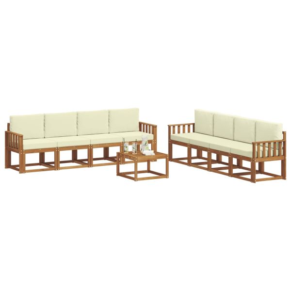 Комплект дивани за открито 9 pcs Натурален и Крема