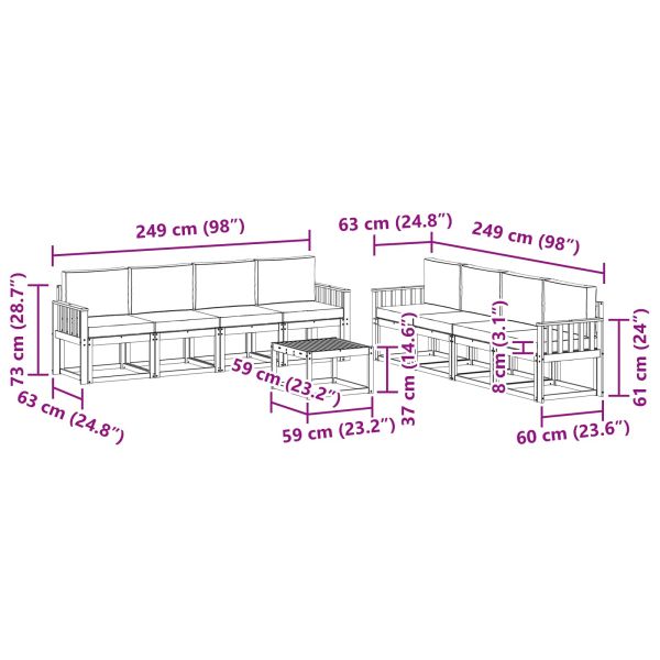 Комплект дивани за открито 9 pcs Натурален и Крема