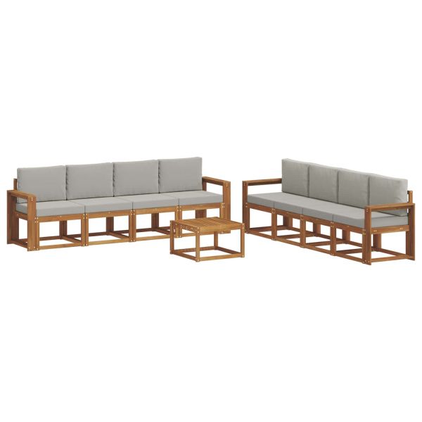 Комплект дивани за открито 9 pcs Естествено и светло сиво