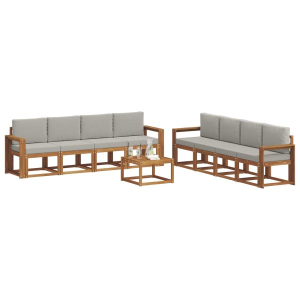 Комплект дивани за открито 9 pcs Естествено и светло сиво