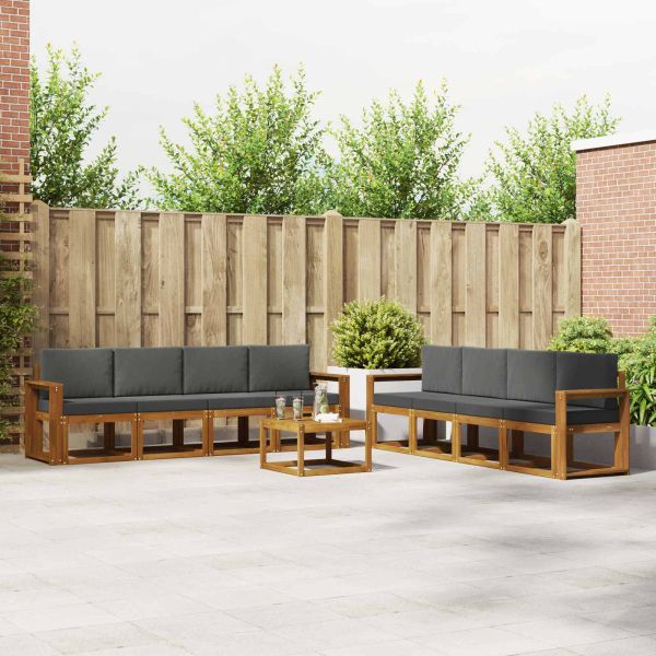 Комплект дивани за открито 9 pcs Натурален и Антрацит