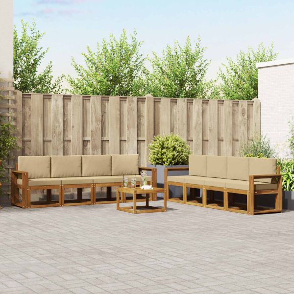 Комплект дивани за открито 9 pcs Натурален и Бежов