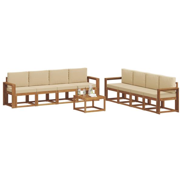 Комплект дивани за открито 9 pcs Натурален и Бежов